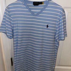 Polo by Ralph Lauren Blue and White Striped Short Sleeve Tee